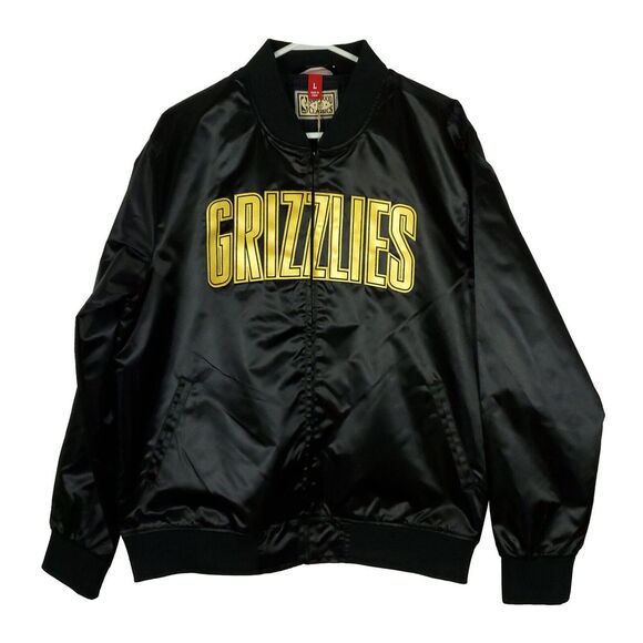 Vancouver Grizzlies Mitchell & Ness NBA L Large Satin‎ Zip Jacket Black Gold NWT